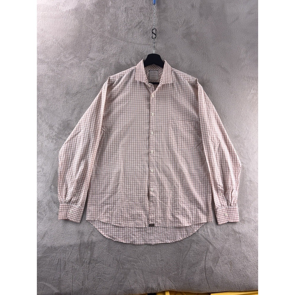 Billy Reid Button Down Shirt Mens Size Large White Check‎ Plaid Long Sleeve